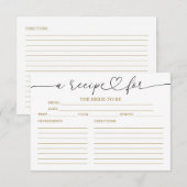 Cartes de recettes de douche de mariée à calligrap (Devant / Derrière)