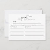 Cartes de recettes de douche de mariée à calligrap (Devant)