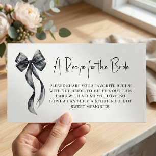 Cartes de recettes de douche de mariée à ruban noi