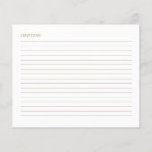 Cartes de recettes de douche de mariée de verdure (Dos)