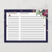 Cartes de recettes de douche de mariée en rose gol (Dos)