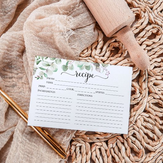 Cartes de recettes de douche de mariée Eucalyptus 