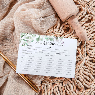 Cartes de recettes de douche de mariée Eucalyptus