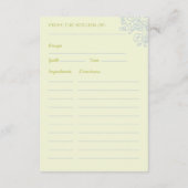 Cartes de recettes de douche de mariée florale ble (Dos)