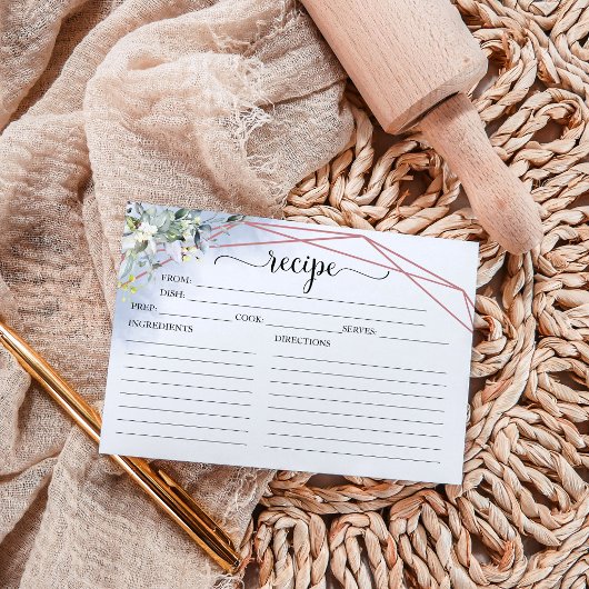 Cartes de recettes de douche de mariée géométrique