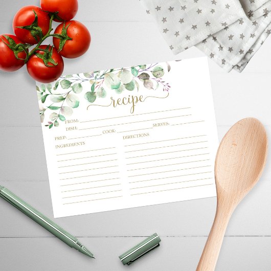 Cartes de recettes de douche nuptiale à la verdure