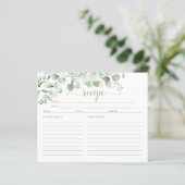 Cartes de recettes de douche nuptiale à la verdure (Debout devant)