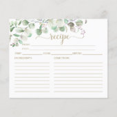 Cartes de recettes de douche nuptiale à la verdure (Devant)