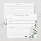 Cartes de recettes de douche nuptiale botanique d' (Devant / Derrière)
