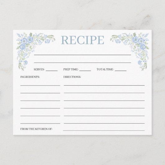Cartes de recettes de douche nuptiale Heirloom Hyd (Devant)