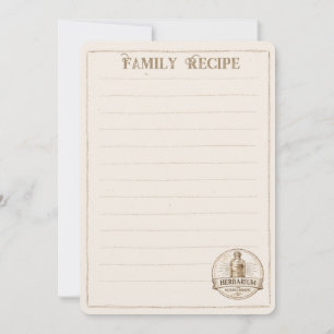 Cartes de recettes de famille du vieux Herbarium