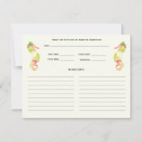 Cartes de recettes de famille océan Cheval marin C