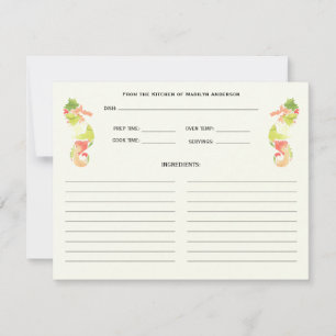 Cartes de recettes de famille océan Cheval marin C