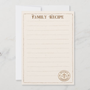 Cartes de recettes de famille Vintage Botanica