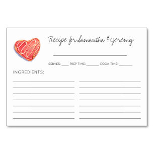 Cartes de recettes de Fête des mariées Coeur Cooki