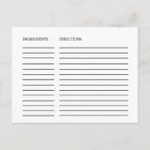 Cartes de recettes de Fête des mariées de couronne (Dos)