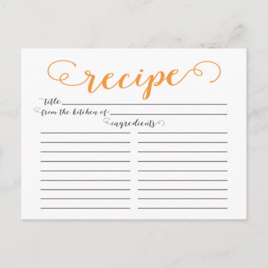 Cartes de recettes de Fête des mariées de script o (Devant)
