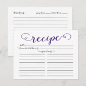Cartes de recettes de Fête des mariées de script v (Devant / Derrière)
