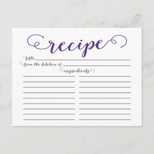 Cartes de recettes de Fête des mariées de script v (Devant)