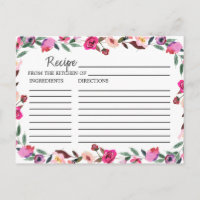 Cartes de recettes de Fête des mariées romantique
