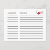 Cartes de recettes de Fête des mariées romantique  (Dos)