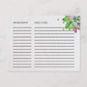 Cartes de recettes de Fêtes des mariées succulente (Dos)