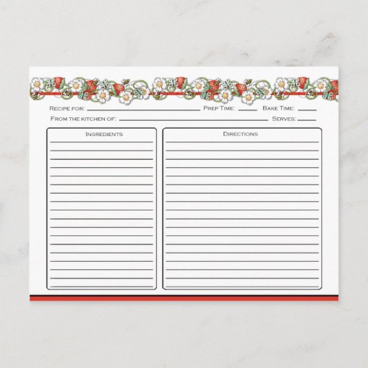 Cartes de recettes de fraises coccinelles (Dos)