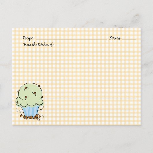 Cartes de recettes de gâteau mignonne (Devant)