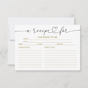 Cartes de recettes de mariage à la calligraphie ch