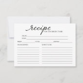 Cartes de recettes de mariage avec calligraphie ch (Devant)