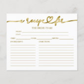 Cartes de recettes de mariage avec calligraphie ch (Devant)