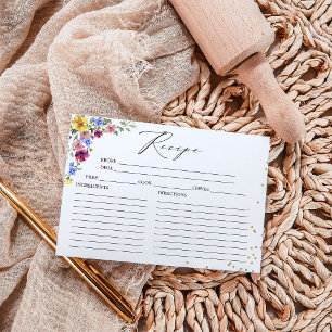 Cartes de recettes de mariage bohème à fleurs sauv