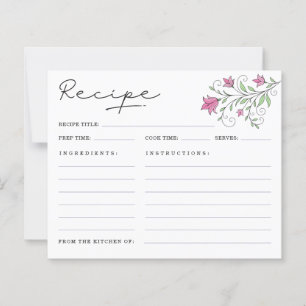 Cartes de recettes de mariage élégantes florales r