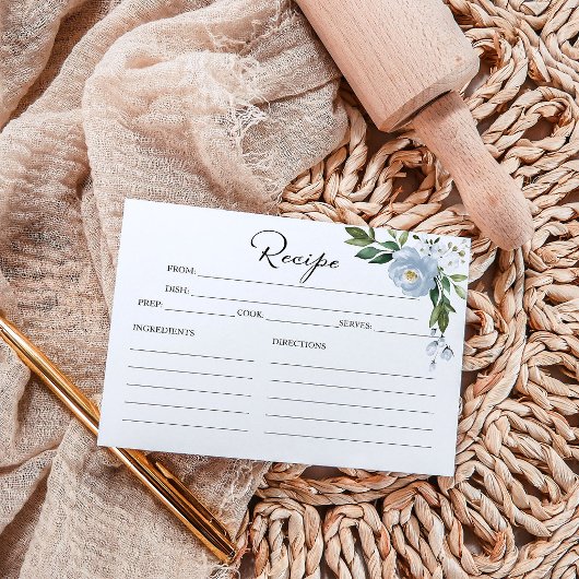 Cartes de recettes de mariage Greenery Bleu Poussi