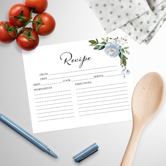 Cartes de recettes de mariage Greenery Dusty Blue