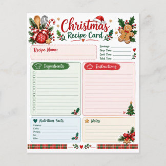 cartes de recettes de noël