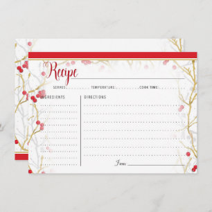 Cartes de recettes de Noël Snowy Winterberries