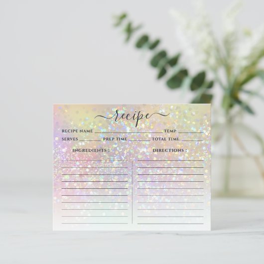 Cartes de recettes de paillettes pastel holographi (Debout devant)