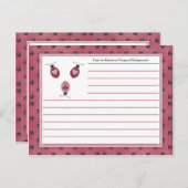 Cartes de recettes de pays de Ladybugs rose (Devant / Derrière)