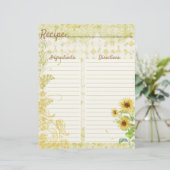 Cartes de recettes de tournesol (Debout devant)