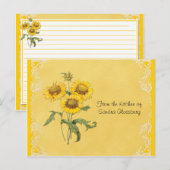 Cartes de recettes de tournesol jaune (Devant / Derrière)