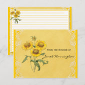 Cartes de recettes de tournesol jaune (Devant / Derrière)
