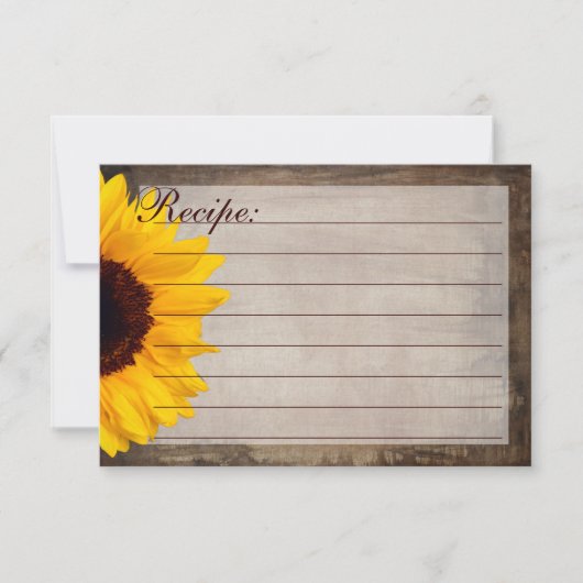 Cartes de recettes de tournesol rustique (Devant)
