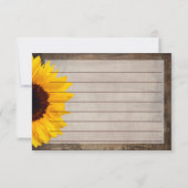 Cartes de recettes de tournesol rustique (Dos)