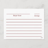 Cartes de recettes de vacances (Dos)