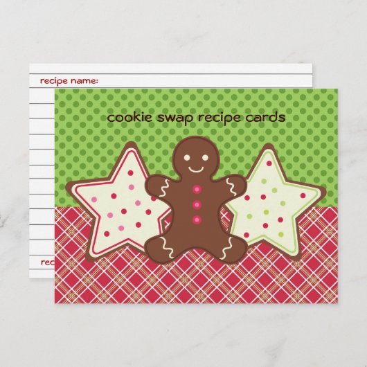Cartes de recettes d'échange de biscuits (Devant / Derrière)