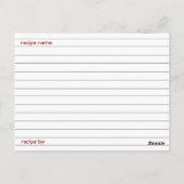 Cartes de recettes d'échange de cookies (Dos)