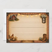 Cartes de recettes d'œufs de poulet de ferme rusti (Dos)