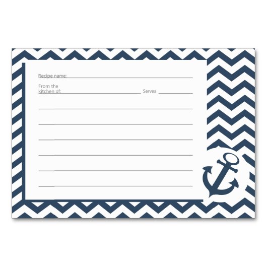 Cartes de recettes du Motif de zag nautique (Devant)