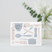 Cartes de recettes d'ustensiles de cuisine, bleu r (Debout devant)